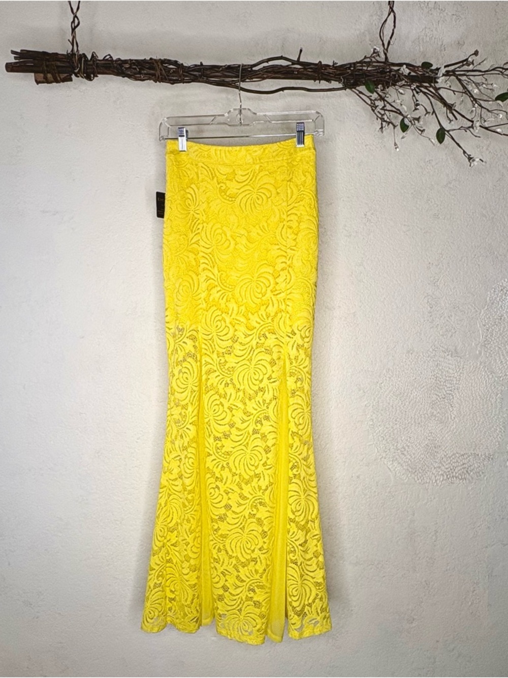 bebe Yellow Lace Maxi Skirt